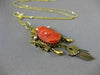ANTIQUE PEARL & CORAL 14KT YELLOW GOLD VICTORIAN 3D HANDCRAFTED PENDANT #24431