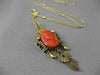 ANTIQUE PEARL & CORAL 14KT YELLOW GOLD VICTORIAN 3D HANDCRAFTED PENDANT #24431