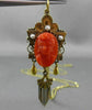 ANTIQUE PEARL & CORAL 14KT YELLOW GOLD VICTORIAN 3D HANDCRAFTED PENDANT #24431