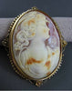 ANTIQUE LARGE 14KT YELLOW GOLD HANDCRAFTED LADY SHELL CAMEO PENDANT & PIN #22935