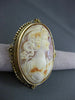 ANTIQUE LARGE 14KT YELLOW GOLD HANDCRAFTED LADY SHELL CAMEO PENDANT & PIN #22935