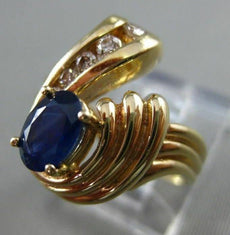 ANTIQUE 1.40CT DIAMOND & AAA OVAL SAPPHIRE 14KT YELLOW GOLD JOURNEY RING #12164