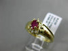 ESTATE WIDE .47CT DIAMOND & RUBY 14KT YELLOW GOLD FLOWER CLUSTER ENGAGEMENT RING