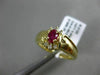 ESTATE WIDE .47CT DIAMOND & RUBY 14KT YELLOW GOLD FLOWER CLUSTER ENGAGEMENT RING