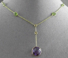 ANTIQUE 7.30CTW AAA MULTI COLOR GEM BY THE YARD 14KT YELLOW GOLD LARIAT NECKLACE