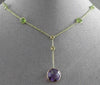 ANTIQUE 7.30CTW AAA MULTI COLOR GEM BY THE YARD 14KT YELLOW GOLD LARIAT NECKLACE
