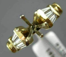 .44CT BAGUETTE DIAMOND 14K YELLOW GOLD 3D ROUND SEMI MOUNT ENGAGEMENT RING #1297