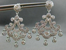 ANTIQUE 2.58CT DIAMOND 14KT WHITE GOLD HANGING FILIGREE CHANDELIER EARING #559