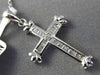 ESTATE SMALL .18CT BAGUETTE DIAMOND 18KT WHITE GOLD 3D CROSS PENDANT WITH CHAIN