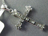 ESTATE SMALL .18CT BAGUETTE DIAMOND 18KT WHITE GOLD 3D CROSS PENDANT WITH CHAIN