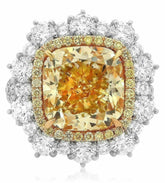14.30CT WHITE & FANCY YELLOW DIAMOND 18KT 2 TONE GOLD 3D ENGAGEMENT RING PENDANT