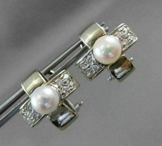ANTIQUE DIAMOND & AAA SOUTH SEA PEARL 14KT WHITE GOLD CLIP ON EARRINGS #2666