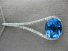 ESTATE X LARGE 5.69CT DIAMOND & AAA BLUE TOPAZ 14K WHITE GOLD PEAR SHAPE PENDANT
