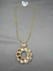 ANTIQUE LARGE SUN 18K TWO TONE DIAMOND MULTI CIRCLE DESIGNER NECKLACE BEAUTIFUL