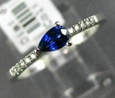 .37CT DIAMOND & AAA PEAR SHAPE SAPPHIRE 14KT WHITE GOLD 3D CLASSIC PROMISE RING