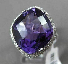 ANTIQUE LARGE 10.01CTW DIAMOND & AAA AMETHYST 14KT WHITE GOLD 3D FILIGREE RING