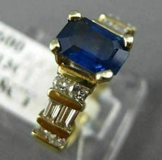 2.61CT ROUND & BAGUETTE DIAMOND & SAPPHIRE 14KT YELLOW GOLD ENGAGEMENT RING #179