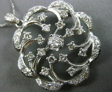 ANTIQUE LARGE 1.70CT OLD MINE DIAMOND 14KT WHITE GOLD FLOWER PIN PENDANT #23380