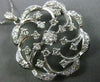 ANTIQUE LARGE 1.70CT OLD MINE DIAMOND 14KT WHITE GOLD FLOWER PIN PENDANT #23380