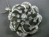 ANTIQUE LARGE 1.70CT OLD MINE DIAMOND 14KT WHITE GOLD FLOWER PIN PENDANT #23380