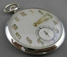 AUTHENTIC 18KT WHITE & YELLOW GOLD WORKING SWISS POCKET WATCH 18 JEWELS #20974