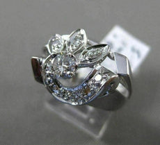 ANTIQUE .82CT OLD MINE DIAMOND 14KT WHITE GOLD 3D SWIRL LEAF ENGAGEMENT RING