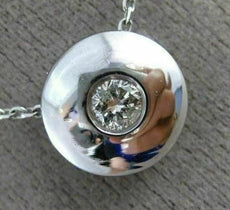ESTATE .17CT DIAMOND 14KT WHITE GOLD 3D CLASSIC ROUND SOLITAIRE PENDANT #4672