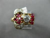 ANTIQUE LARGE .70CT OLD MINE DIAMOND & AAA RUBY 14K WHITE & ROSE GOLD RING #1653
