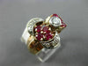 ANTIQUE LARGE .70CT OLD MINE DIAMOND & AAA RUBY 14K WHITE & ROSE GOLD RING #1653