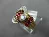 ANTIQUE LARGE .70CT OLD MINE DIAMOND & AAA RUBY 14K WHITE & ROSE GOLD RING #1653