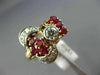 ANTIQUE LARGE .70CT OLD MINE DIAMOND & AAA RUBY 14K WHITE & ROSE GOLD RING #1653