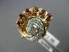 ANTIQUE 1.45CT DIAMOND & RUBY 14KT ROSE & WHITE GOLD FLOWER COCKTAIL RING #1968