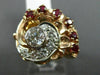 ANTIQUE 1.45CT DIAMOND & RUBY 14KT ROSE & WHITE GOLD FLOWER COCKTAIL RING #1968