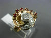 ANTIQUE 1.45CT DIAMOND & RUBY 14KT ROSE & WHITE GOLD FLOWER COCKTAIL RING #1968