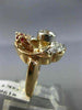 ANTIQUE 1.45CT DIAMOND & RUBY 14KT ROSE & WHITE GOLD FLOWER COCKTAIL RING #1968