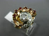 ANTIQUE 1.45CT DIAMOND & RUBY 14KT ROSE & WHITE GOLD FLOWER COCKTAIL RING #1968