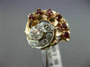 ANTIQUE 1.45CT DIAMOND & RUBY 14KT ROSE & WHITE GOLD FLOWER COCKTAIL RING #1968