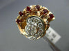 ANTIQUE 1.45CT DIAMOND & RUBY 14KT ROSE & WHITE GOLD FLOWER COCKTAIL RING #1968
