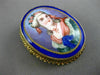 ANTIQUE AAA MULTI COLOR ENAMEL 14K YELLOW GOLD 3D LADY CAMEO PORTRAIT PIN BROOCH