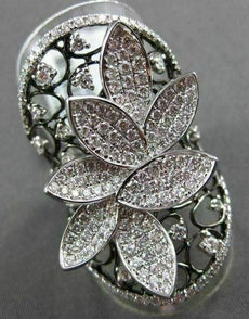 ANTIQUE MASSIVE 1.69CT DIAMOND 18KT BLACK & WHITE GOLD 3D FLORAL ETOILE RING
