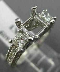 0.76CT ROUND & PRINCESS DIAMOND 14K WHITE GOLD SEMI MOUNT ENGAGEMENT RING #1609