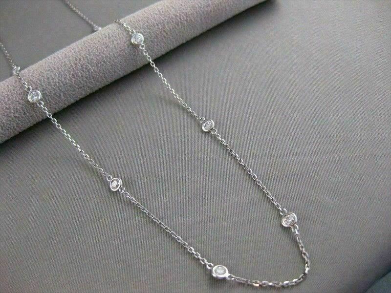 ESTATE 1.20CTW DIAMONDS BY THE YARD 14KT WHITE GOLD STATION NECKLACE 18" #21544