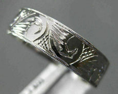 ANTIQUE 14KT WHITE GOLD 3D FLORAL CLASSIC FILIGREE MILGRAIN WEDDING RING #1056