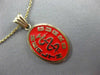 14KT YELLOW GOLD RED ENAMEL HEALTH GUARD ENGRAVABLE FLOATING PENDANT 25042