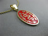 14KT YELLOW GOLD RED ENAMEL HEALTH GUARD ENGRAVABLE FLOATING PENDANT 25042