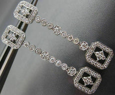 ESTATE .91CT DIAMOND 18KT WHITE GOLD RECTANGULAR MILGRAIN STAR HANGING EARRINGS