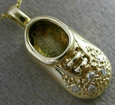 ESTATE .10CT DIAMOND 14KT YELLOW GOLD HANDCRAFTED UNISEX BABY SHOE PENDANT 21947