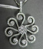 ANTIQUE 1.48CT DIAMOND 18K WHITE GOLD FLOATING FLOWER CHANDELIER PENDANT & CHAIN
