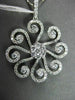ANTIQUE 1.48CT DIAMOND 18K WHITE GOLD FLOATING FLOWER CHANDELIER PENDANT & CHAIN