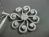 ANTIQUE 1.48CT DIAMOND 18K WHITE GOLD FLOATING FLOWER CHANDELIER PENDANT & CHAIN